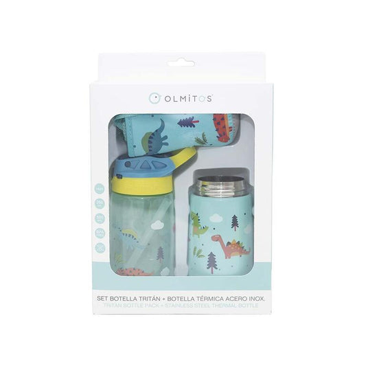 Set Botellas Tritán y Acero  Con Funda Dino-LÄSSIG