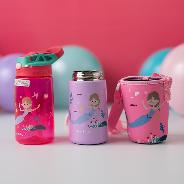 Set Botellas Tritán y Acero  Con Funda Sirenas-LÄSSIG