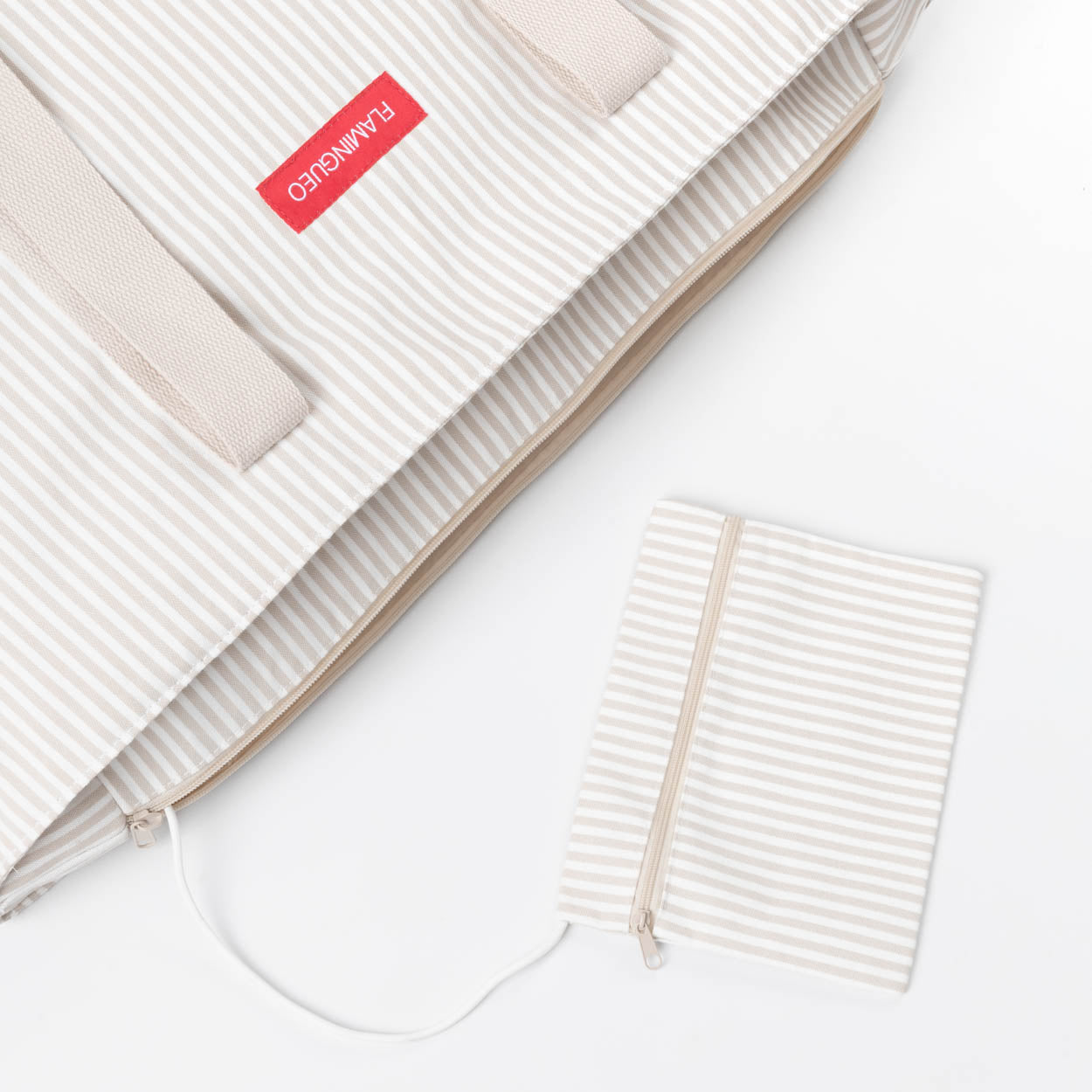 Bolsa de Playa Canvas con monedero BRUNY Beig-FLAMINGUEO