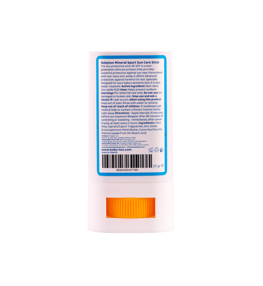 Protector solar natural en barra SPF50- BABYTON