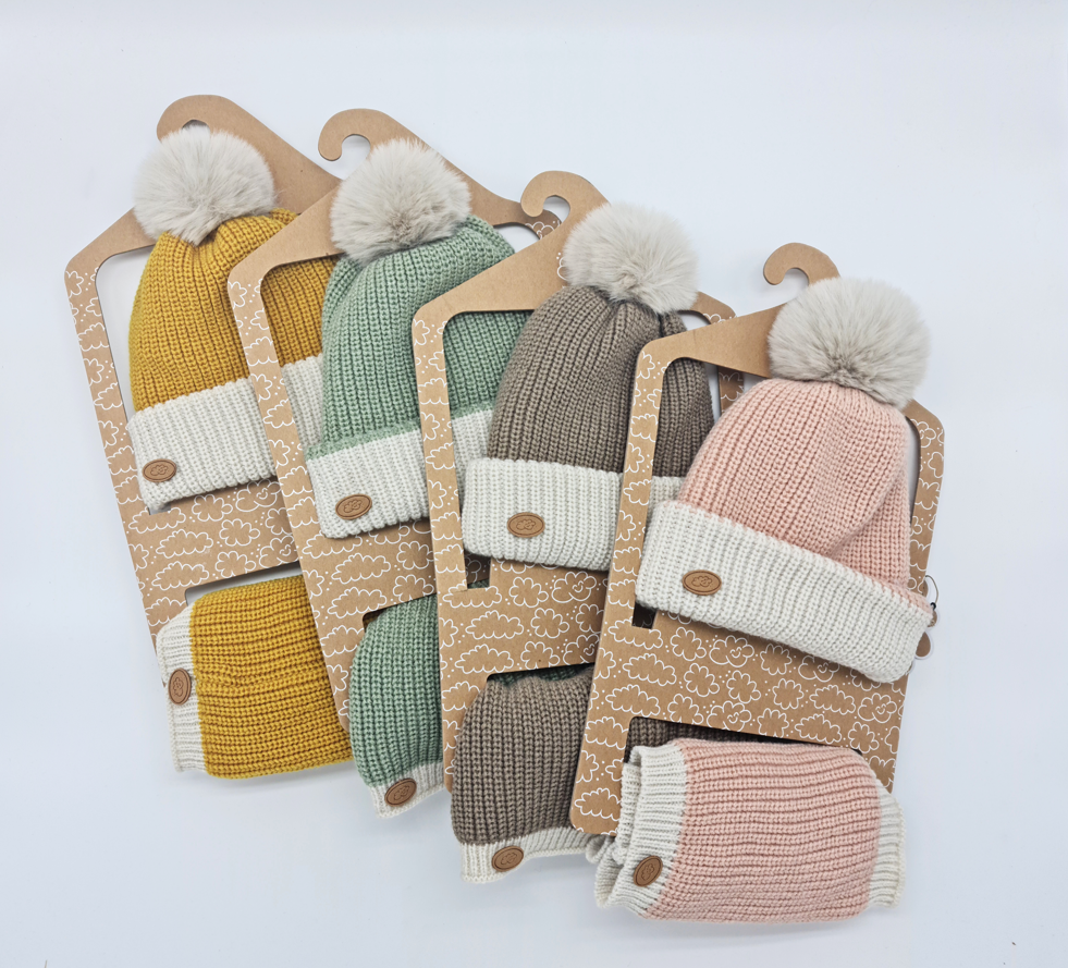 Conjunto de gorro y cuello de canalé bicolor- Monnuage
