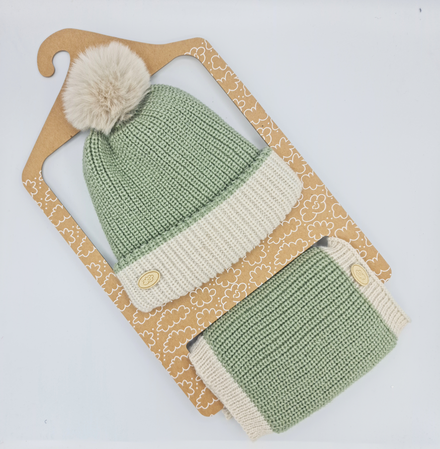 Conjunto de gorro y cuello de canalé bicolor- Monnuage
