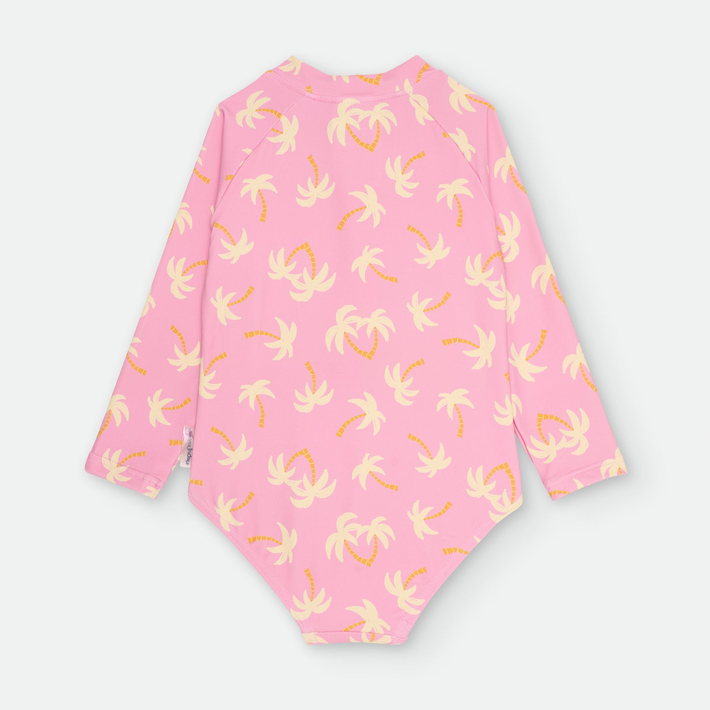 Bañador entero con mangas  Rosa con Palmeras- WATERLEMON