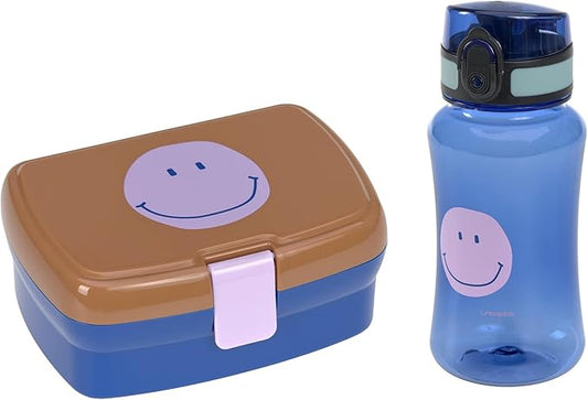 Fiambrera y Botella Smile Marrón y Azul-LÄSSIG