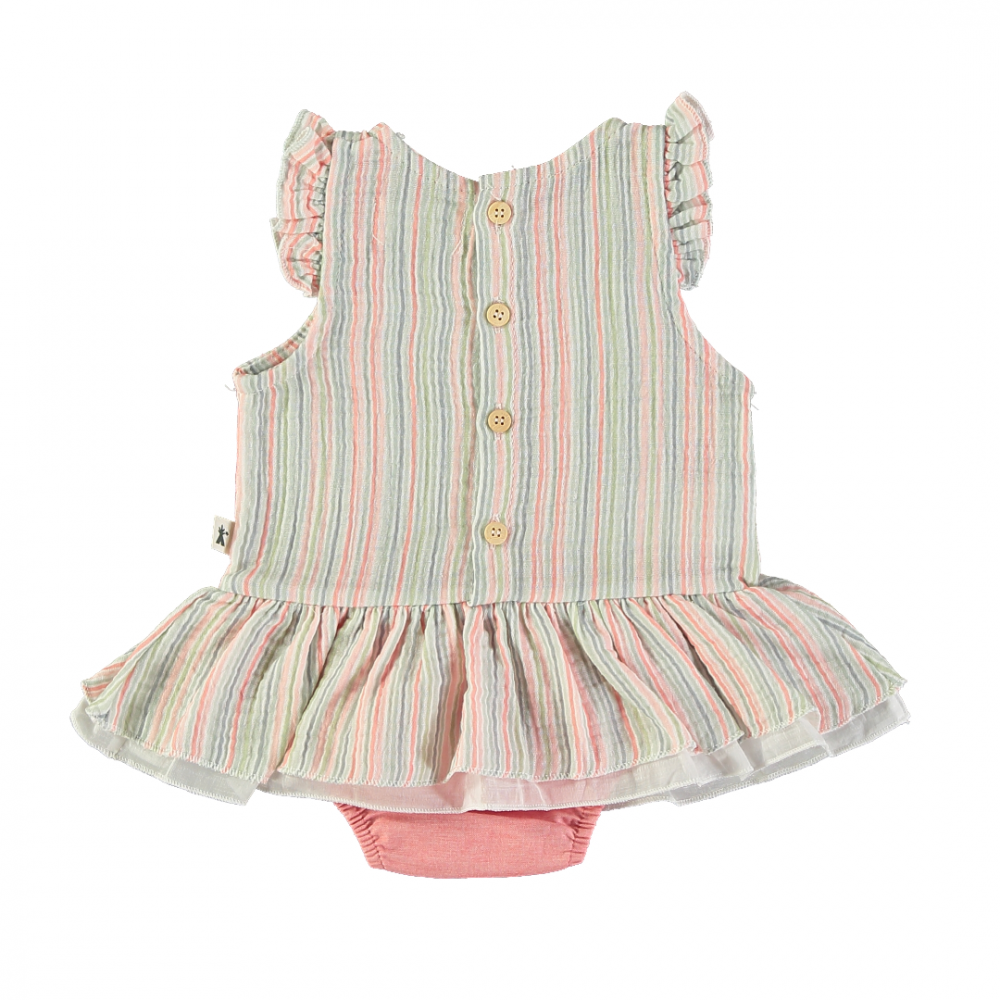 Romper de rayas multicolor con culote - PETIT INDI