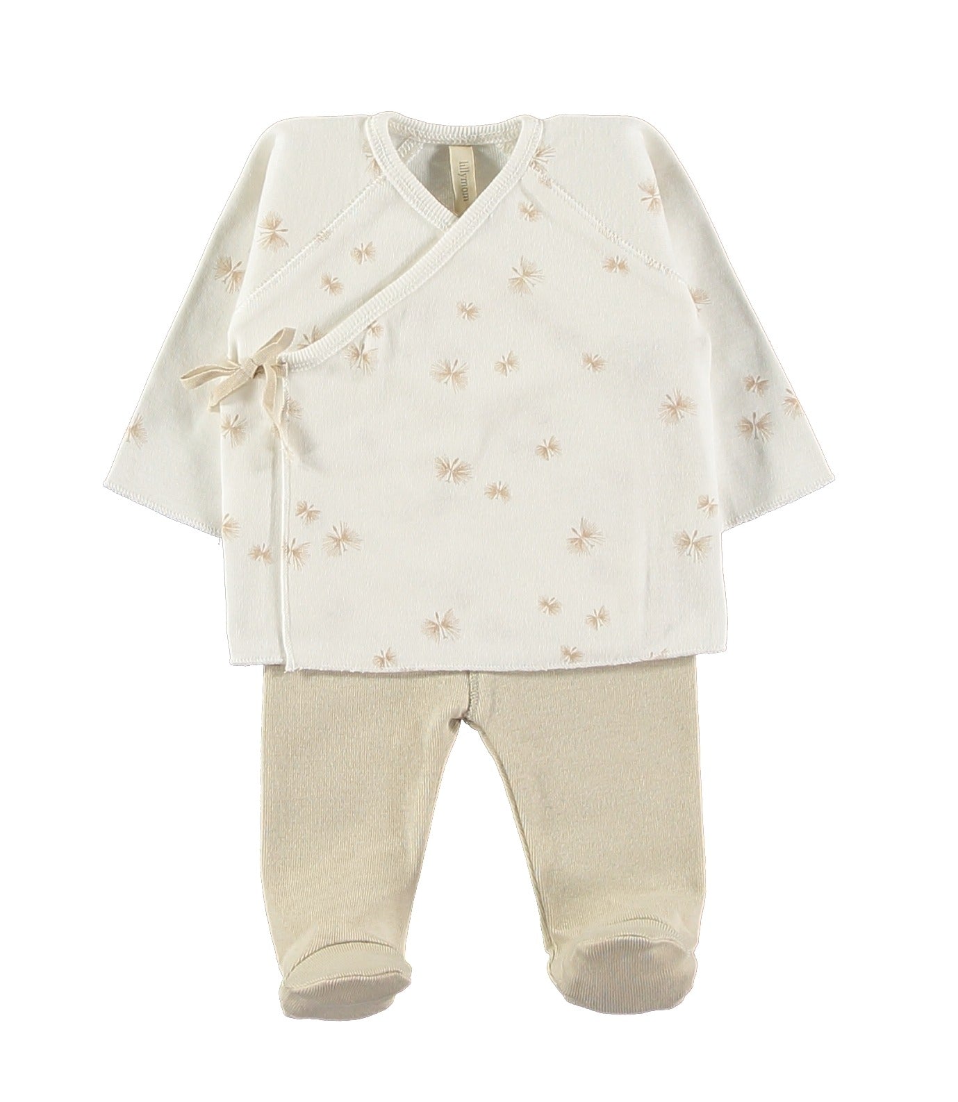 Conjunto primera puesta estampado BE FLY en beige- LILLYMOM