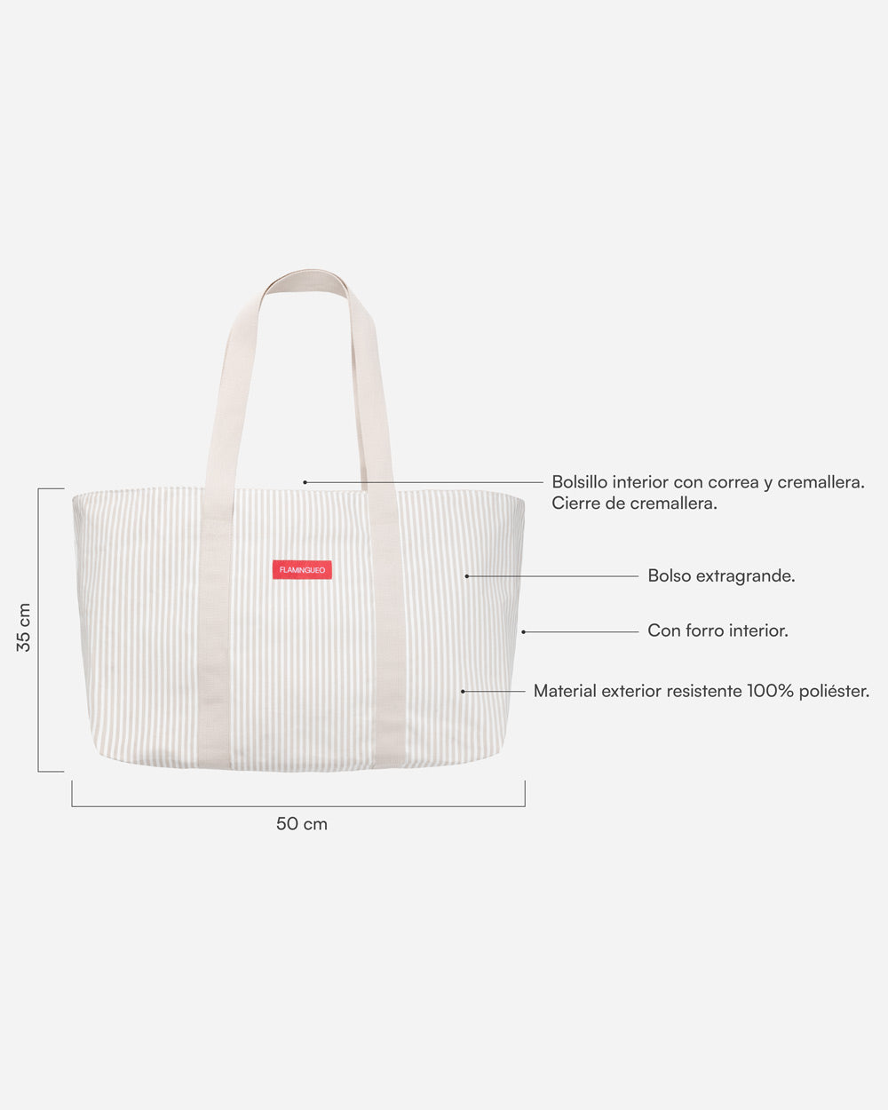 Bolsa de Playa Canvas con monedero BRUNY Beig-FLAMINGUEO