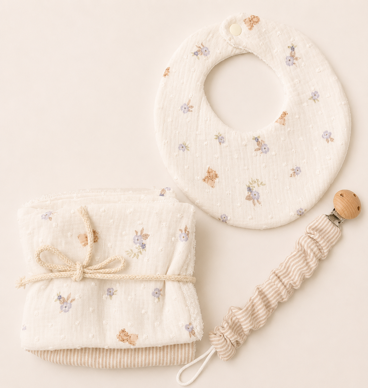 Pack Toallitas Lactancia Rayas Beige y Perritos y Conejitos-REPUNTS BY RAQUEL