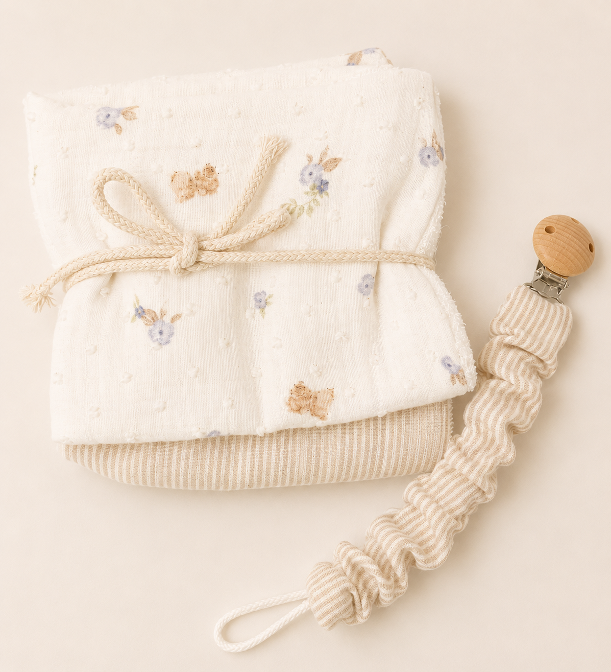 Pack Toallitas Lactancia Rayas Beige y Perritos y Conejitos-REPUNTS BY RAQUEL