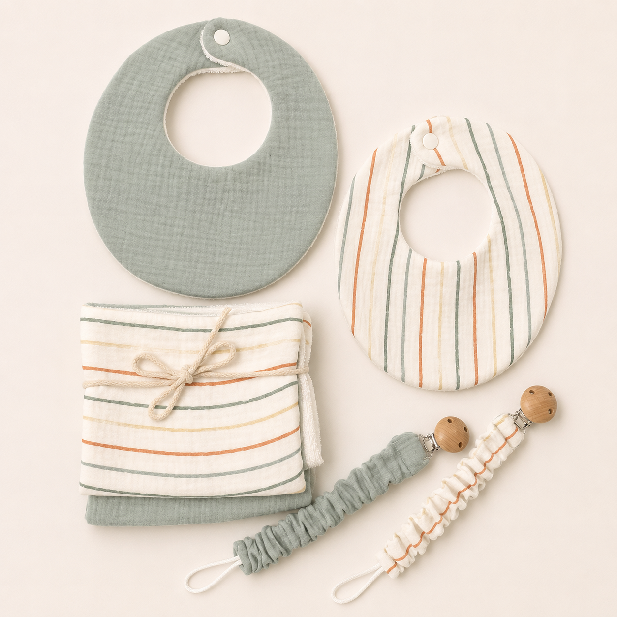 Pack Toallitas lactancia Rayas y Verde-REPUNTS BY RAQUEL