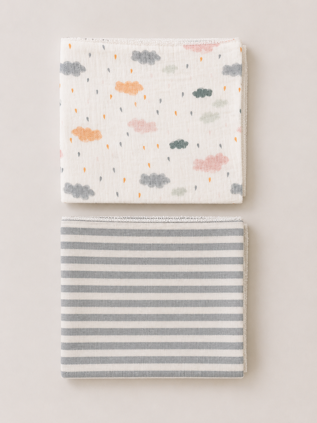 Pack Toallitas Lactancia Rayas Verde- Nubes-REPUNTS BY RAQUEL