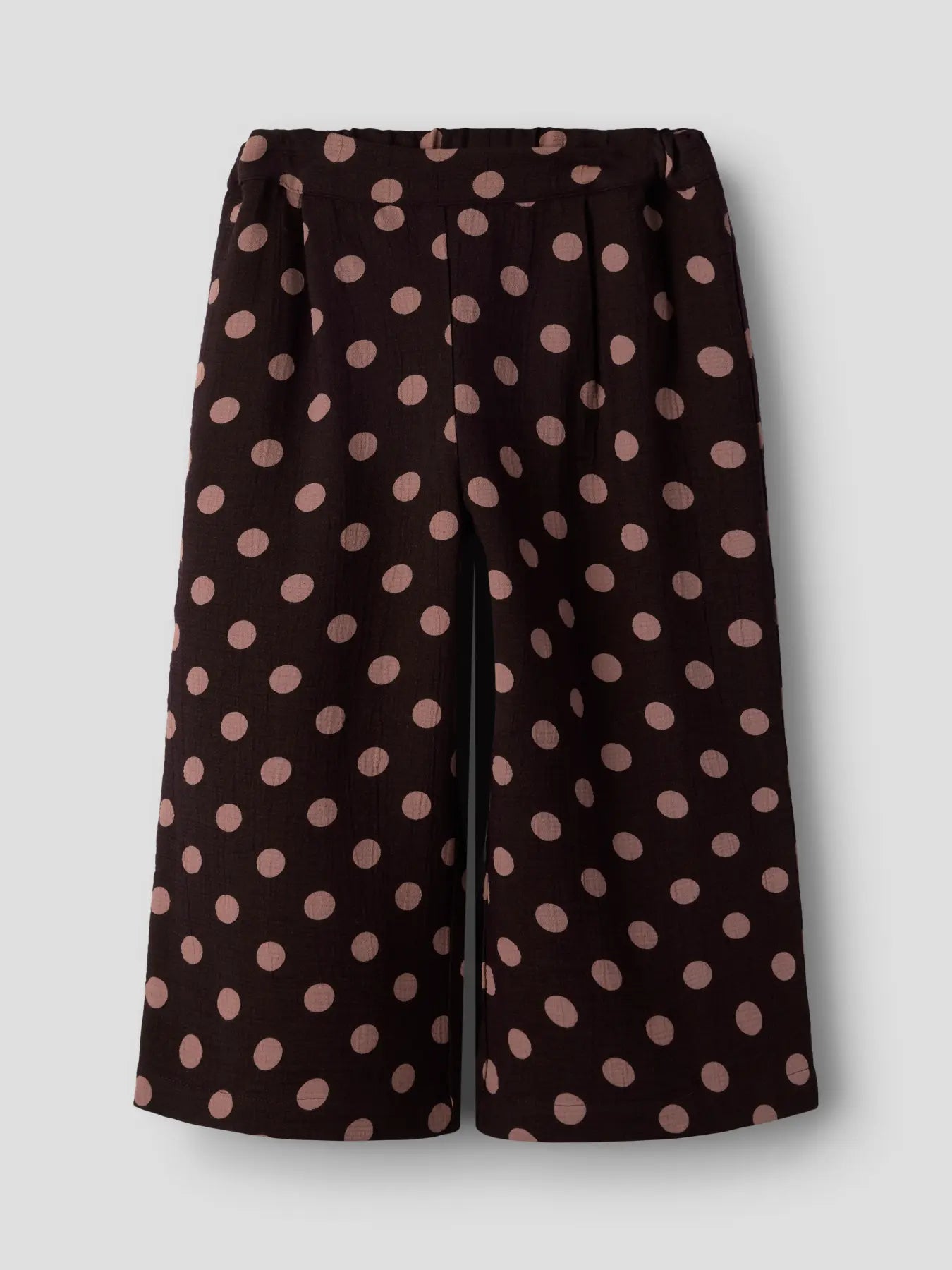 Pantalón Chocolate a Topos Rosas-NAME IT