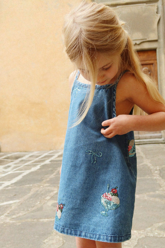 Vestido tejano con lentejuelas de Helados -KONGES SLØJD