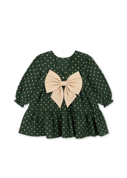 Vestido Verde con Lazo -KONGES SLØJD